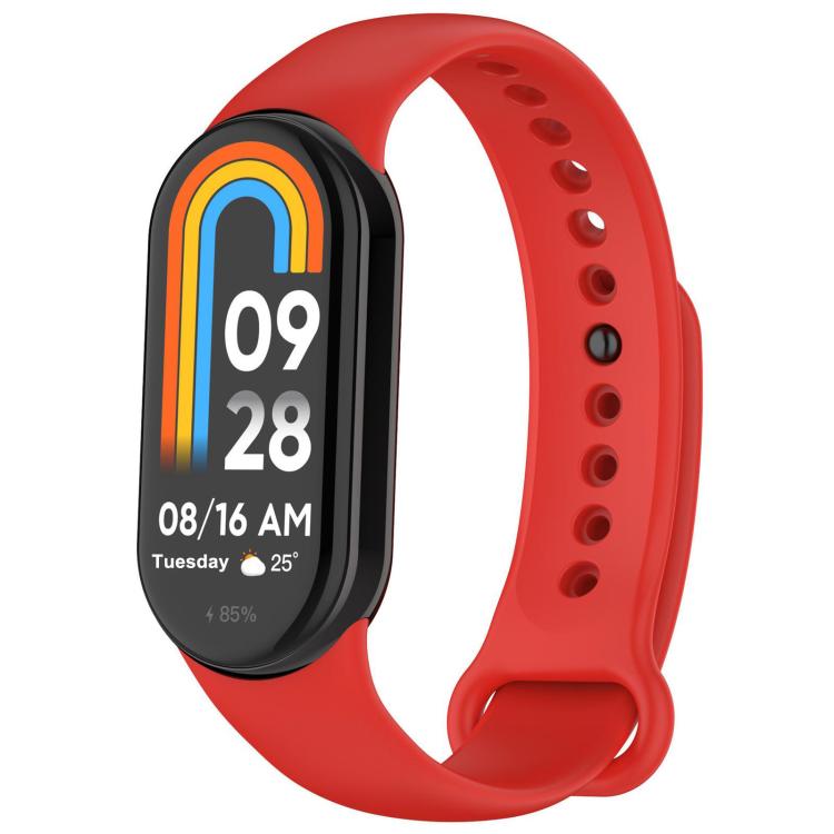 xDfind Metal Buckle Solid Color Silicone Watch Band, For Xiaomi Smart Band 10 / 9 / 8 For Xiaomi Smart Band 11 10 9 8 Red