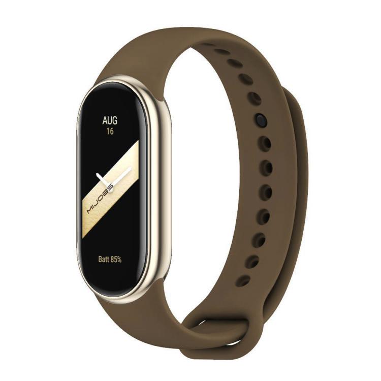 xDfind Metal Buckle Solid Color Silicone Watch Band, For Xiaomi Smart Band 10 / 9 / 8 For Xiaomi Smart Band 11 10 9 8 Coffee Color