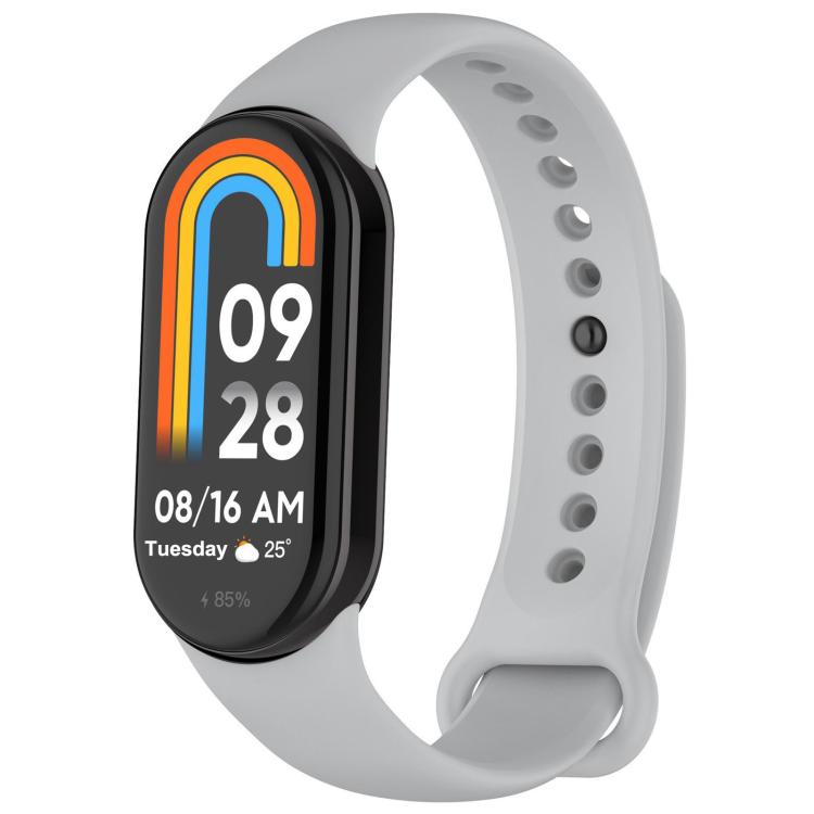 xDfind Metal Buckle Solid Color Silicone Watch Band, For Xiaomi Smart Band 10 / 9 / 8 For Xiaomi Smart Band 11 10 9 8 Grey