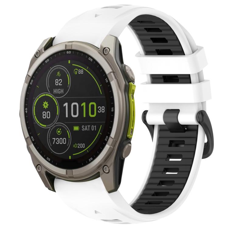 Watch Band – Silicone (26mm) #12 For Garmin 22mm White+Black