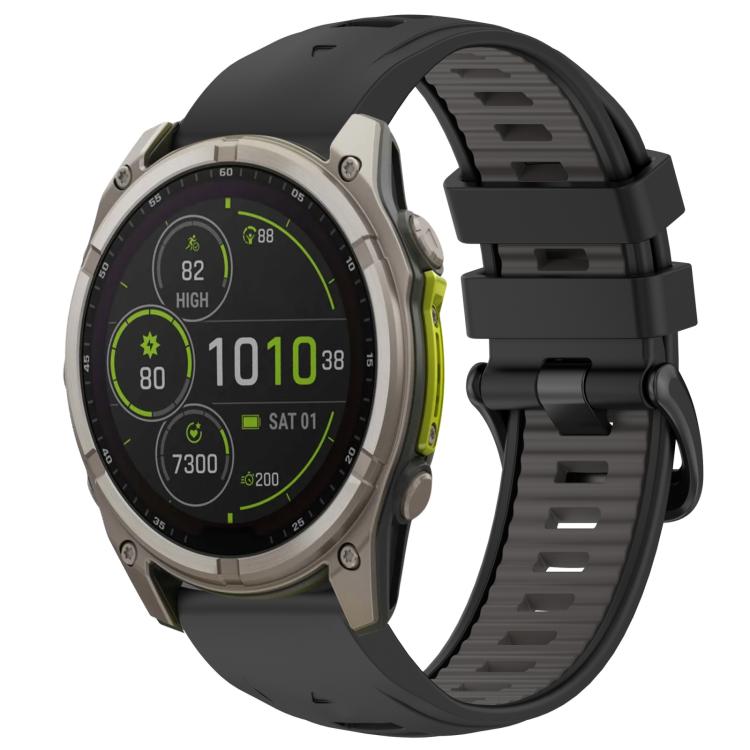 Watch Band – Silicone (26mm) #12 For Garmin 22mm Black+Grey