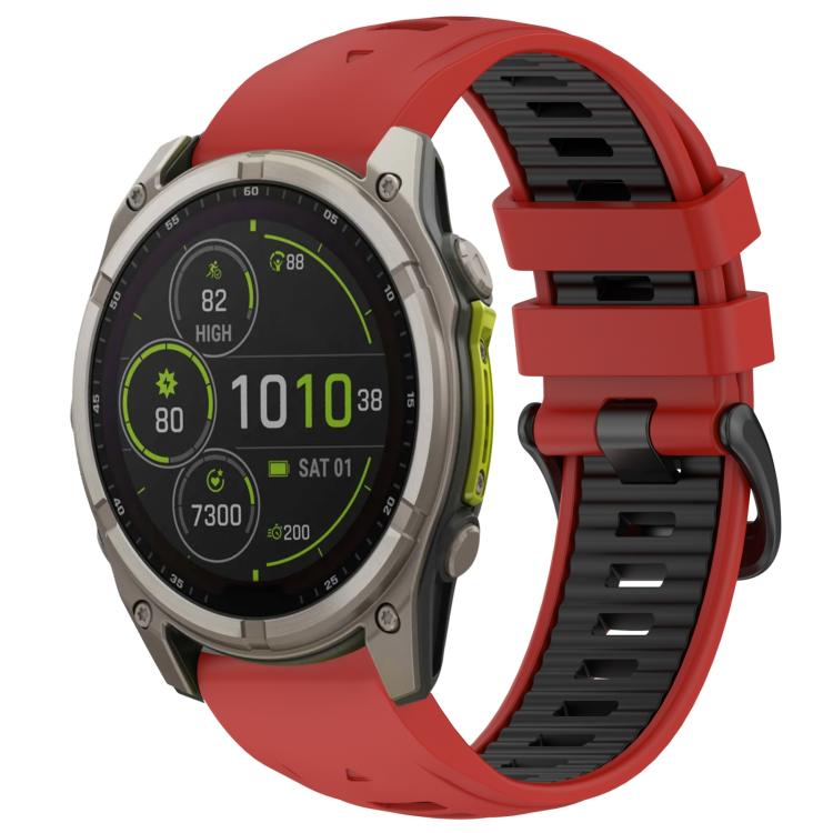 Watch Band – Silicone (26mm) #12 For Garmin 22mm Red+Black