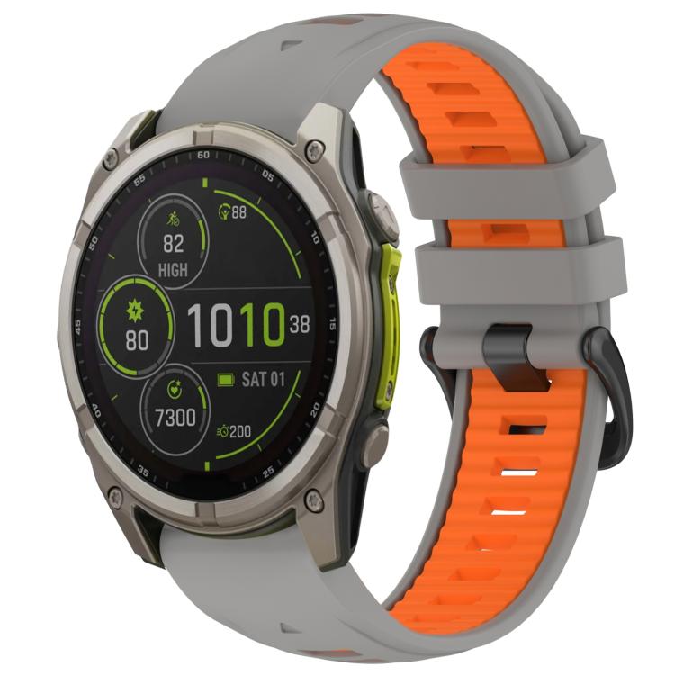 Watch Band – Silicone (26mm) #12 For Garmin 22mm Grey+Orange
