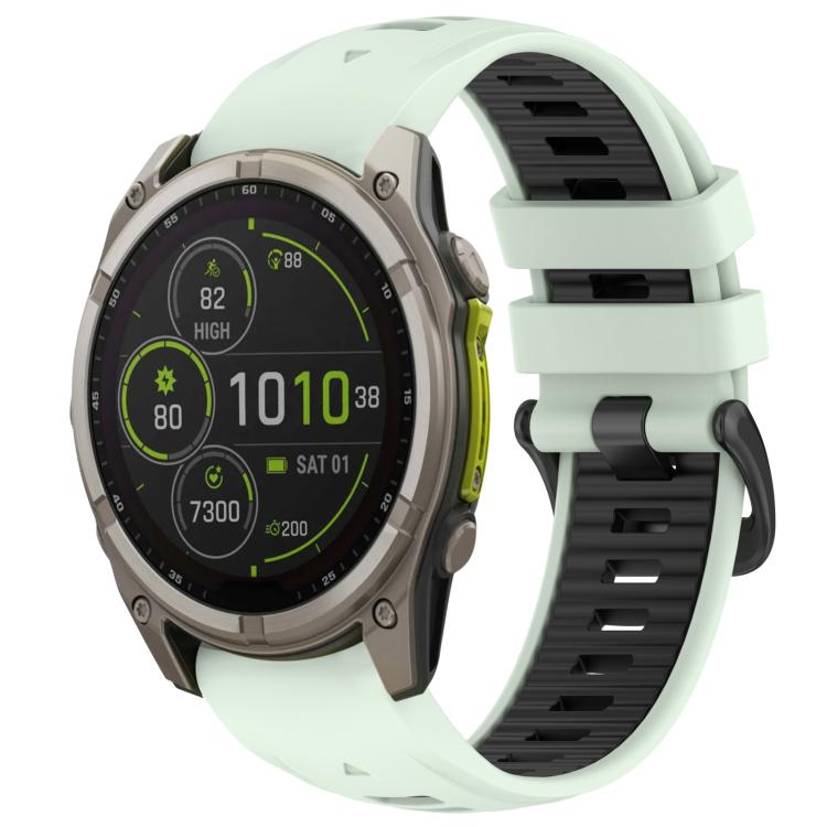 Watch Band – Silicone (26mm) #12 For Garmin 26mm Mint Green+Black