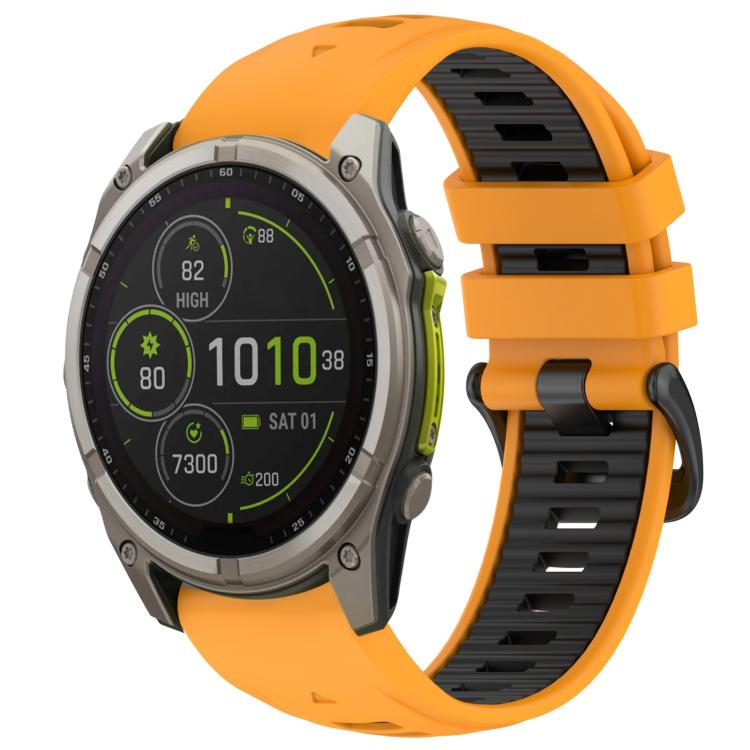 Watch Band – Silicone (26mm) #12 For Garmin 26mm Orange+Black