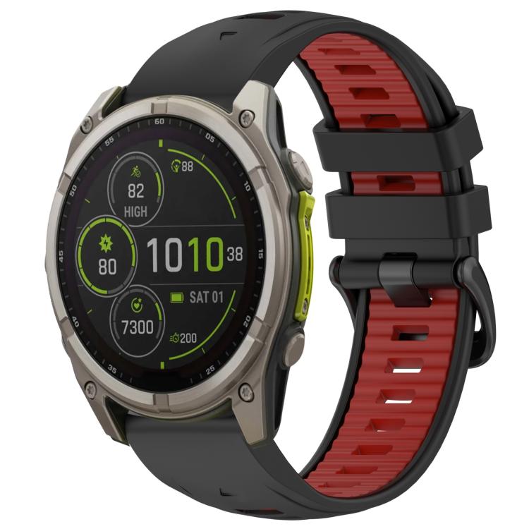 Watch Band – Silicone (26mm) #12 For Garmin 26mm Black+Red