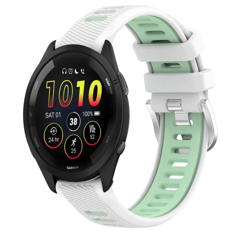 Watch Band – Silicone (22mm) #3 For Garmin 18mm White+Teal