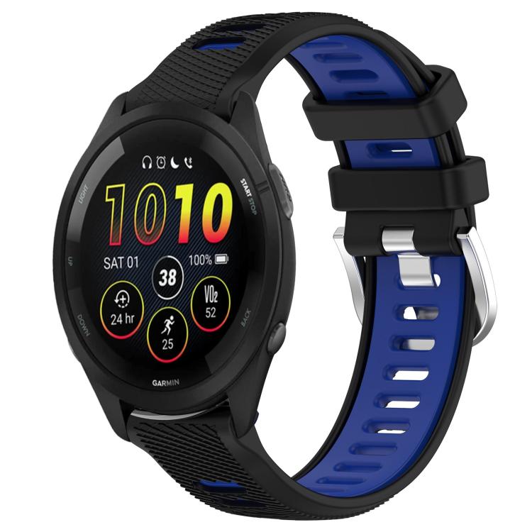 Watch Band – Silicone (22mm) #3 For Garmin 18mm Black+Blue