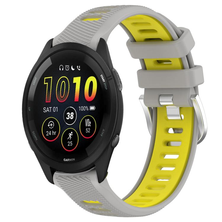 Watch Band – Silicone (22mm) #3 For Garmin 18mm Grey+Yellow