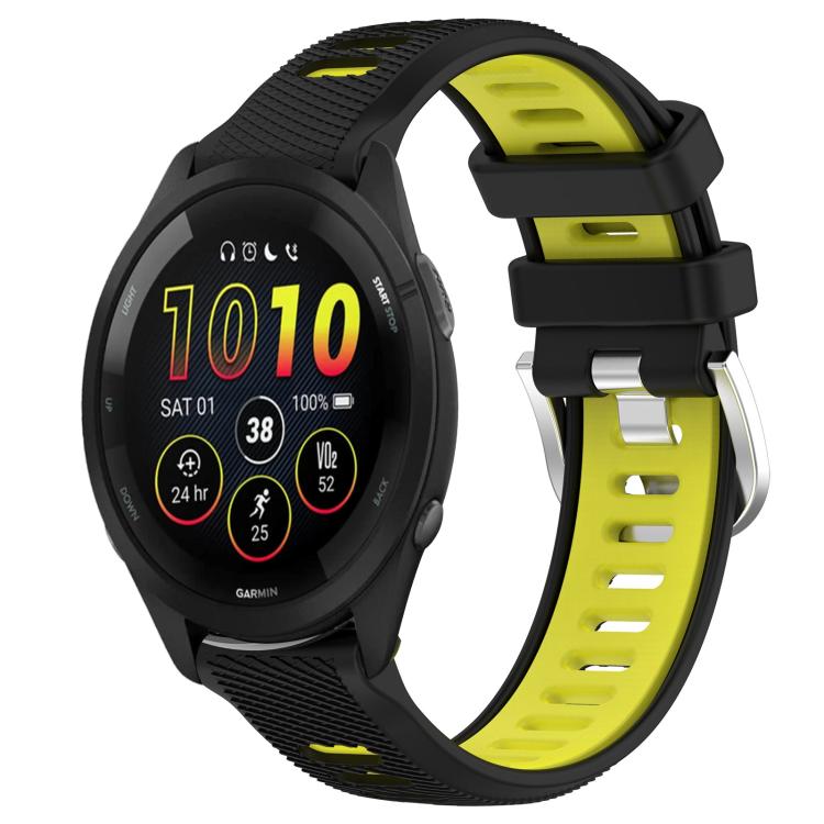 Watch Band – Silicone (22mm) #3 For Garmin 22mm Black+Lime Green