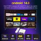 H96 Max H618 Plus Android 14.0 Smart TV Box, Allwinner H618 Quad-core ARM Cortex-A53, 2GB+16GB, 4GB+32GB, 4GB+128GB
