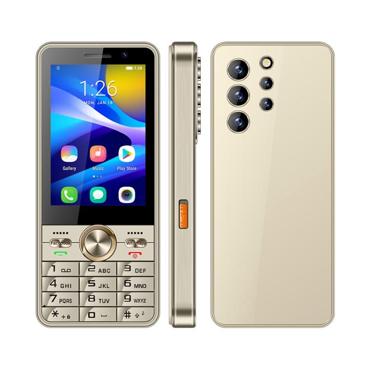 UNIWA XS24 Keypad Phone, 2GB+16GB, 3.5 inch Android 8.1 Mediatek MT6737M Quad Core, Flashlights, Network: 4G, Support Google Store, No Power Plug – Card Slot No Power Plug Gold