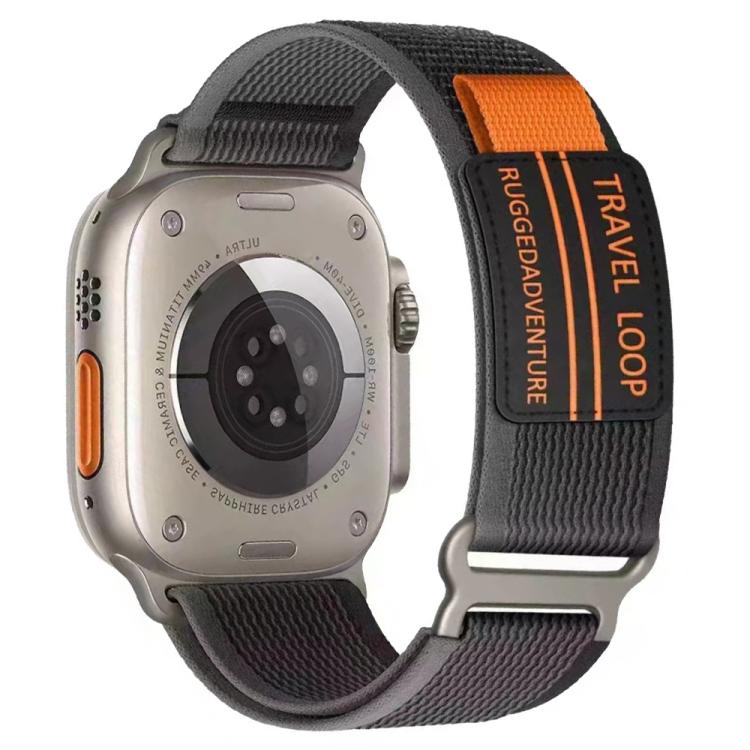 xDfind Double Section Metal Buckle Loop Nylon Braided Watch Band, For Apple Watch 46mm / 49mm / 45mm / 44mm, For Apple Watch 42mm / 41mm / 40mm / 38mm For Apple Watch 46mm 49mm 45mm 44mm Black Grey