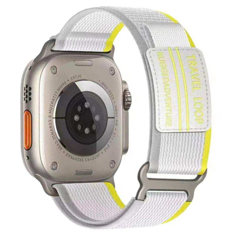xDfind Double Section Metal Buckle Loop Nylon Braided Watch Band, For Apple Watch 46mm / 49mm / 45mm / 44mm, For Apple Watch 42mm / 41mm / 40mm / 38mm For Apple Watch 46mm 49mm 45mm 44mm Yellow Grey