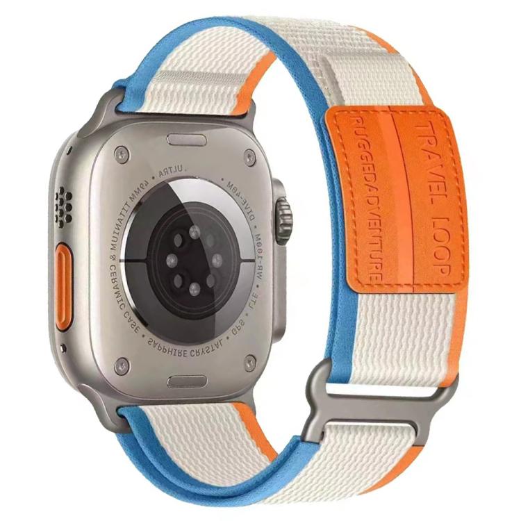 xDfind Double Section Metal Buckle Loop Nylon Braided Watch Band, For Apple Watch 46mm / 49mm / 45mm / 44mm, For Apple Watch 42mm / 41mm / 40mm / 38mm For Apple Watch 42mm 41mm 40mm 38mm Orange Beige