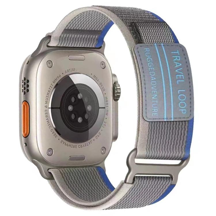 xDfind Double Section Metal Buckle Loop Nylon Braided Watch Band, For Apple Watch 46mm / 49mm / 45mm / 44mm, For Apple Watch 42mm / 41mm / 40mm / 38mm For Apple Watch 42mm 41mm 40mm 38mm Blue Grey