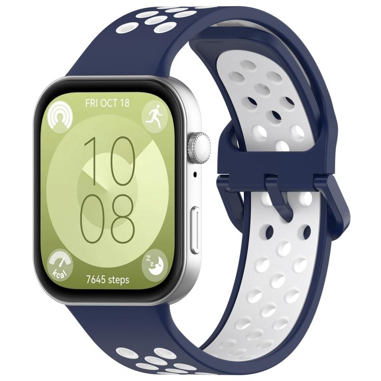 Watch Band – Silicone (Huawei Watch Fit 5) #2 For Huawei Watch Fit 5 Fit 5 Pro Fit 4 Midnight Blue White