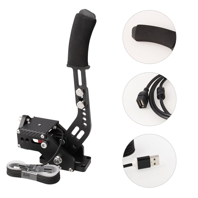 Car Universal USB Horizontal Drift Rally Racing Handbrake Lever Professional Gaming Peripherals for Racing Games G25/27/29 T500, HB031-BK – Leather