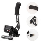 Car Universal USB Horizontal Drift Rally Racing Handbrake Lever Professional Gaming Peripherals for Racing Games G25/27/29 T500, HB031-BK – Leather