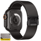 xDfind Umbrella Buckle Think Mesh Milanese Stainless Steel Watch Band, For Apple Watch 46mm / 49mm / 45mm / 44mm Think Mesh For Apple Watch 46mm 49mm 45mm 44mm Think Mesh Black