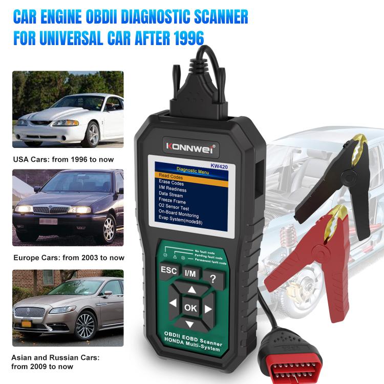 KONNWEI KW420 2.8 inch Color Screen Car OBD2 Fault Diagnostic Scan Tool for Honda, KW420 – Durable Build, Easy to Use