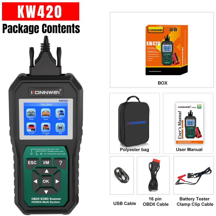 KONNWEI KW420 2.8 inch Color Screen Car OBD2 Fault Diagnostic Scan Tool for Honda, KW420 – Durable Build, Easy to Use