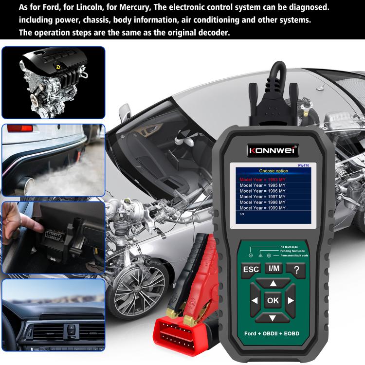 KONNWEI KW470 2.8 inch Color Screen Car OBD2 Fault Diagnostic Scan Tool for Ford, KW470 – Durable Build, Easy to Use