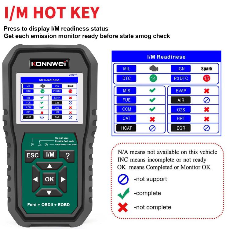 KONNWEI KW470 2.8 inch Color Screen Car OBD2 Fault Diagnostic Scan Tool for Ford, KW470 – Durable Build, Easy to Use