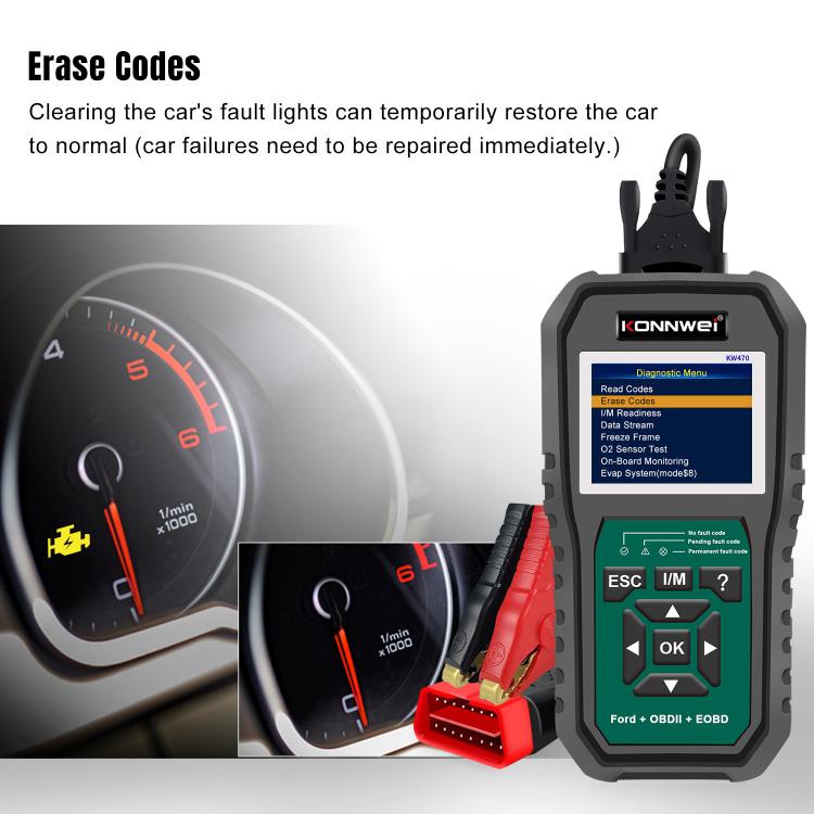 KONNWEI KW470 2.8 inch Color Screen Car OBD2 Fault Diagnostic Scan Tool for Ford, KW470 – Durable Build, Easy to Use