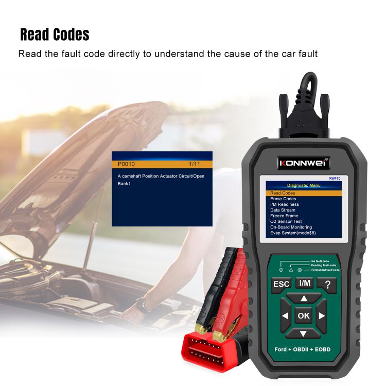KONNWEI KW470 2.8 inch Color Screen Car OBD2 Fault Diagnostic Scan Tool for Ford, KW470 – Durable Build, Easy to Use