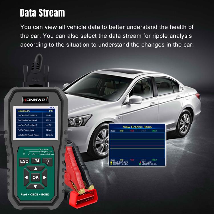 KONNWEI KW470 2.8 inch Color Screen Car OBD2 Fault Diagnostic Scan Tool for Ford, KW470 – Durable Build, Easy to Use