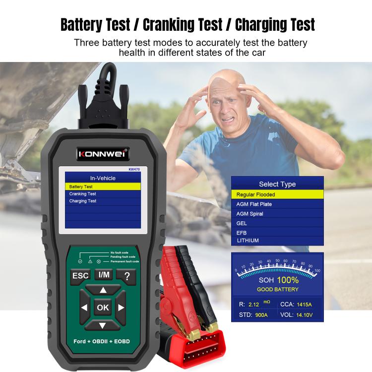 KONNWEI KW470 2.8 inch Color Screen Car OBD2 Fault Diagnostic Scan Tool for Ford, KW470 – Durable Build, Easy to Use