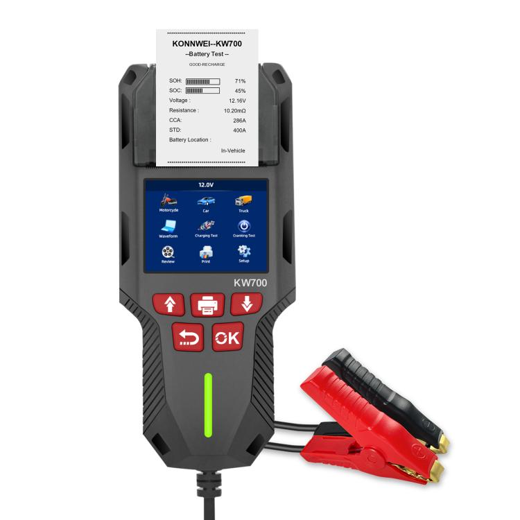 KONNWEI KW700 12V / 24V 2.8 inch Color Screen Car Battery Tester with Printer, KW700 – Durable Build, Easy to Use KW700
