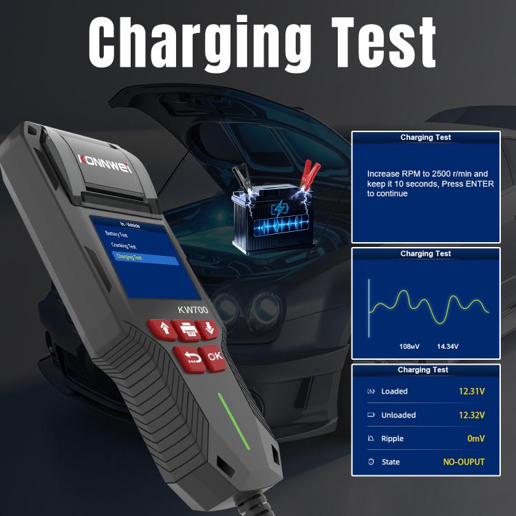 KONNWEI KW700 12V / 24V 2.8 inch Color Screen Car Battery Tester with Printer, KW700 – Durable Build, Easy to Use