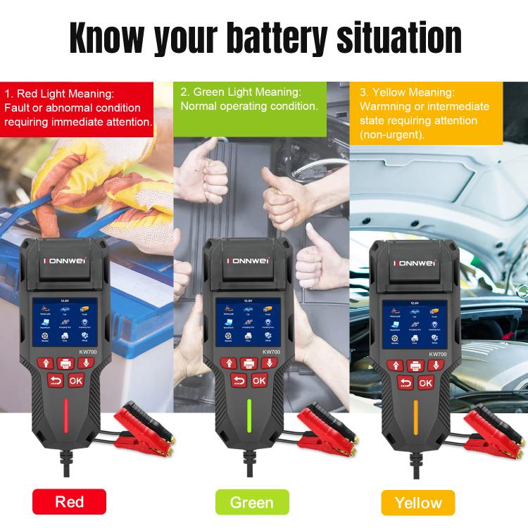 KONNWEI KW700 12V / 24V 2.8 inch Color Screen Car Battery Tester with Printer, KW700 – Durable Build, Easy to Use