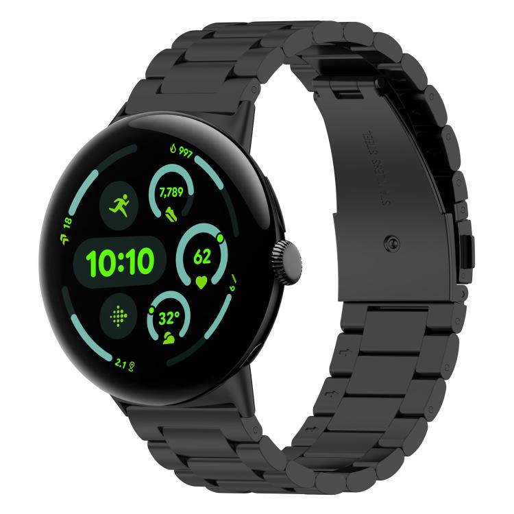 xDfind Three Beads Quick Release Metal Watch Band, For Google Pixel Watch 4 / 3 45mm, For Google Pixel Watch 4 / 3 / 2 / 1 41mm For Google Pixel Watch 5 4 3 45mm Black