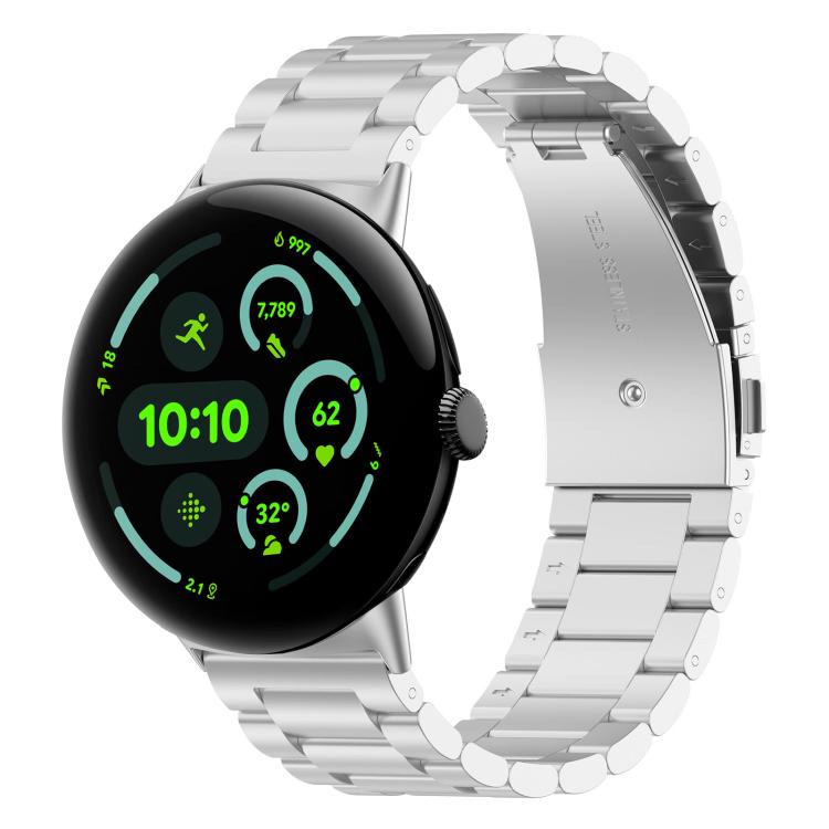 xDfind Three Beads Quick Release Metal Watch Band, For Google Pixel Watch 4 / 3 45mm, For Google Pixel Watch 4 / 3 / 2 / 1 41mm For Google Pixel Watch 5 4 3 45mm Silver