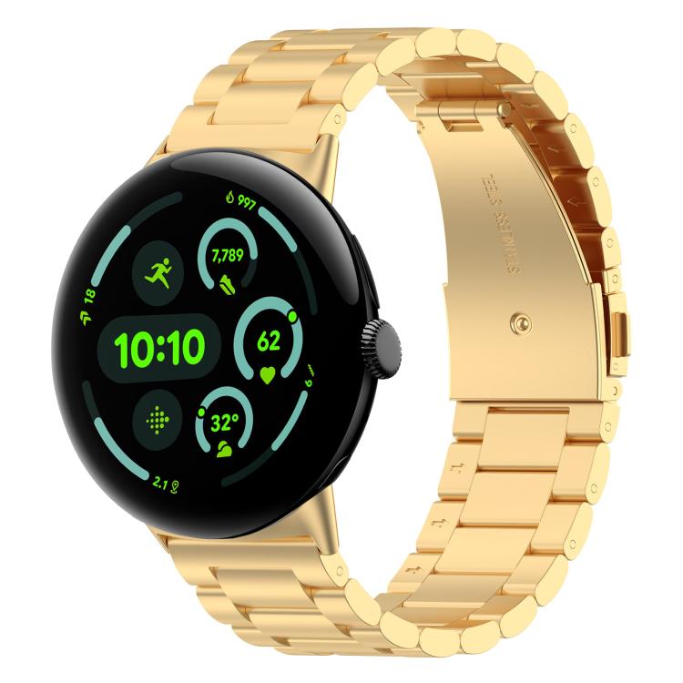 xDfind Three Beads Quick Release Metal Watch Band, For Google Pixel Watch 4 / 3 45mm, For Google Pixel Watch 4 / 3 / 2 / 1 41mm For Google Pixel Watch 5 4 3 45mm Gold