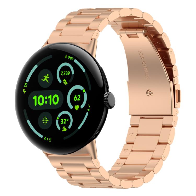 xDfind Three Beads Quick Release Metal Watch Band, For Google Pixel Watch 4 / 3 45mm, For Google Pixel Watch 4 / 3 / 2 / 1 41mm For Google Pixel Watch 5 4 3 45mm Rose Gold