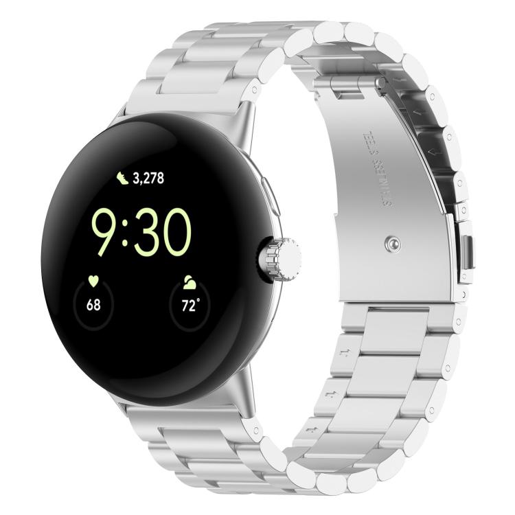xDfind Three Beads Quick Release Metal Watch Band, For Google Pixel Watch 4 / 3 45mm, For Google Pixel Watch 4 / 3 / 2 / 1 41mm For Google Pixel Watch 5 4 3 2 1 41mm Silver