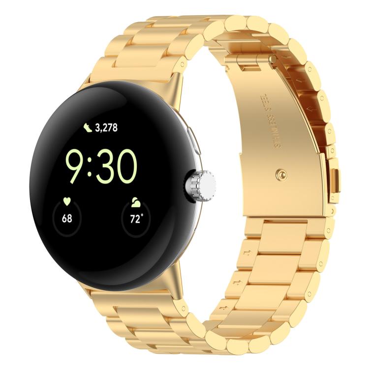 xDfind Three Beads Quick Release Metal Watch Band, For Google Pixel Watch 4 / 3 45mm, For Google Pixel Watch 4 / 3 / 2 / 1 41mm For Google Pixel Watch 5 4 3 2 1 41mm Gold