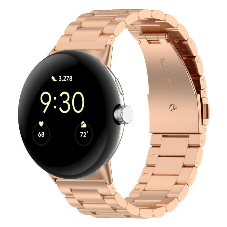 xDfind Three Beads Quick Release Metal Watch Band, For Google Pixel Watch 4 / 3 45mm, For Google Pixel Watch 4 / 3 / 2 / 1 41mm For Google Pixel Watch 5 4 3 2 1 41mm Rose Gold