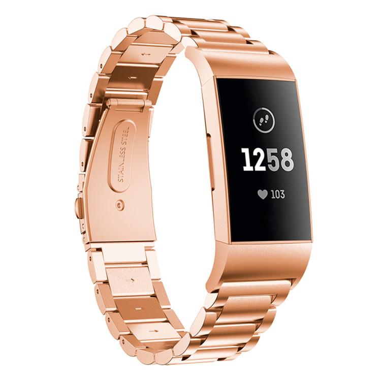 Three Beads Quick Release Metal Watch Band, For Fitbit Charge 6 / 5,... For Fitbit Charge 4 3 Rose Gold