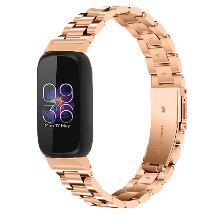 Three Beads Quick Release Metal Watch Band, For Fitbit Charge 6 / 5,... For Fitbit Inspire 3 Rose Gold