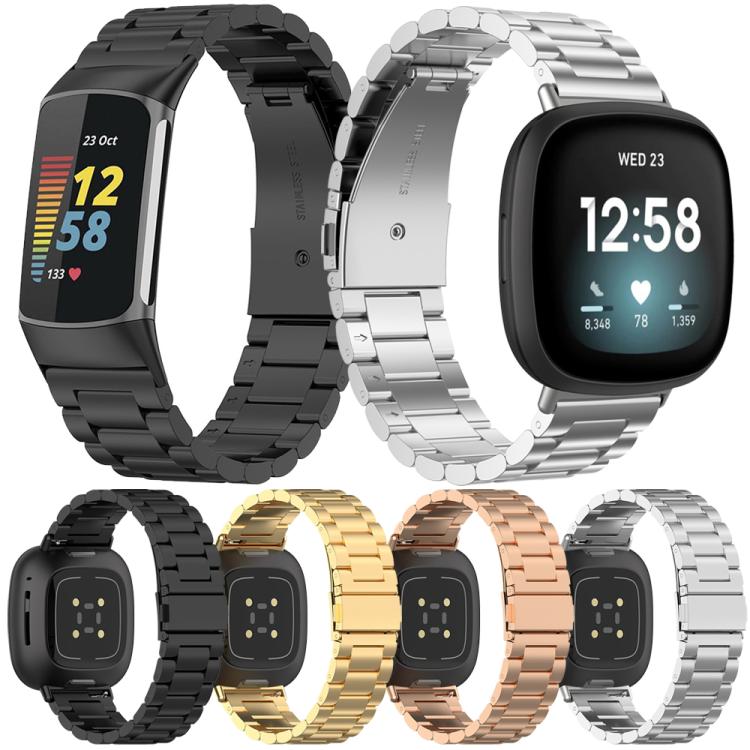 Three Beads Quick Release Metal Watch Band, For Fitbit Charge 6 / 5,...