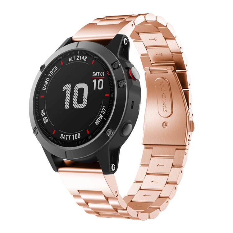 xDfind Three Beads Quick Release Metal Watch Band, For Garmin Fenix 8/7X/6X/5X 26mm, For Garmin Fenix 8/7/6/5 22mm, For Garmin Fenix 8/7S/6S/5S 20mm, For Garmin Forerunner 45/45S/Swim2, For Garmin Forerunner 220/735/735XT/230/235 For Garmin Fenix 8 7X 6X 5X 26mm Rose Gold