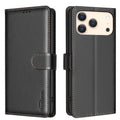 Litchi Texture RFID Anti-theft Leather Phone Case – Card Slot, Kickstand, Leather, For iPhone 18 Pro/17 Pro, For iPhone 18 Pro Max/17 Pro Max, For iPhone 17, For iPhone 17 Air For iPhone 18 Pro 17 Pro Black