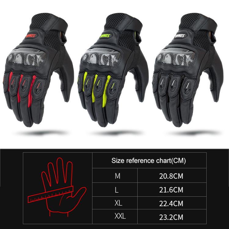 SOMAN MG21 Motorcycle Sheepskin Carbon Fiber Gloves Off-road Riding Anti-slip Gloves, M, L, XL, XXL