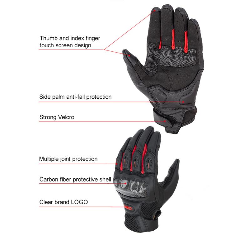 SOMAN MG21 Motorcycle Sheepskin Carbon Fiber Gloves Off-road Riding Anti-slip Gloves, M, L, XL, XXL
