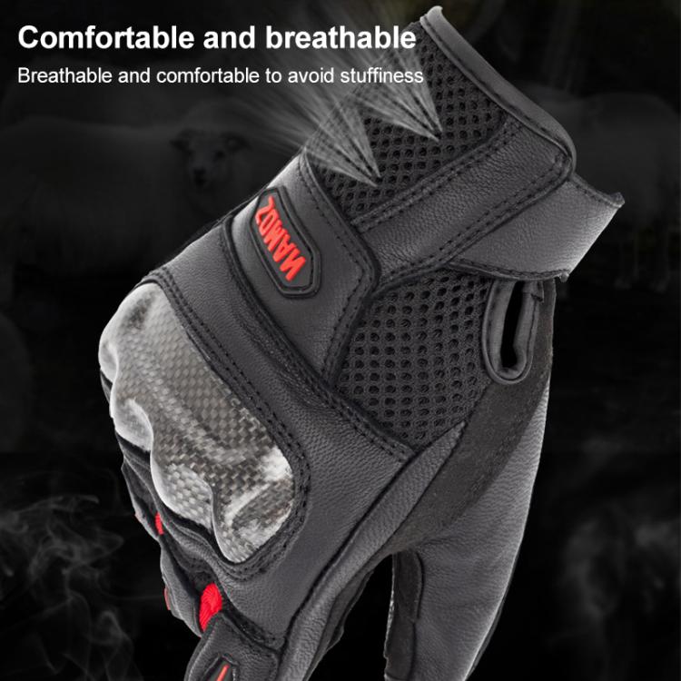 SOMAN MG21 Motorcycle Sheepskin Carbon Fiber Gloves Off-road Riding Anti-slip Gloves, M, L, XL, XXL